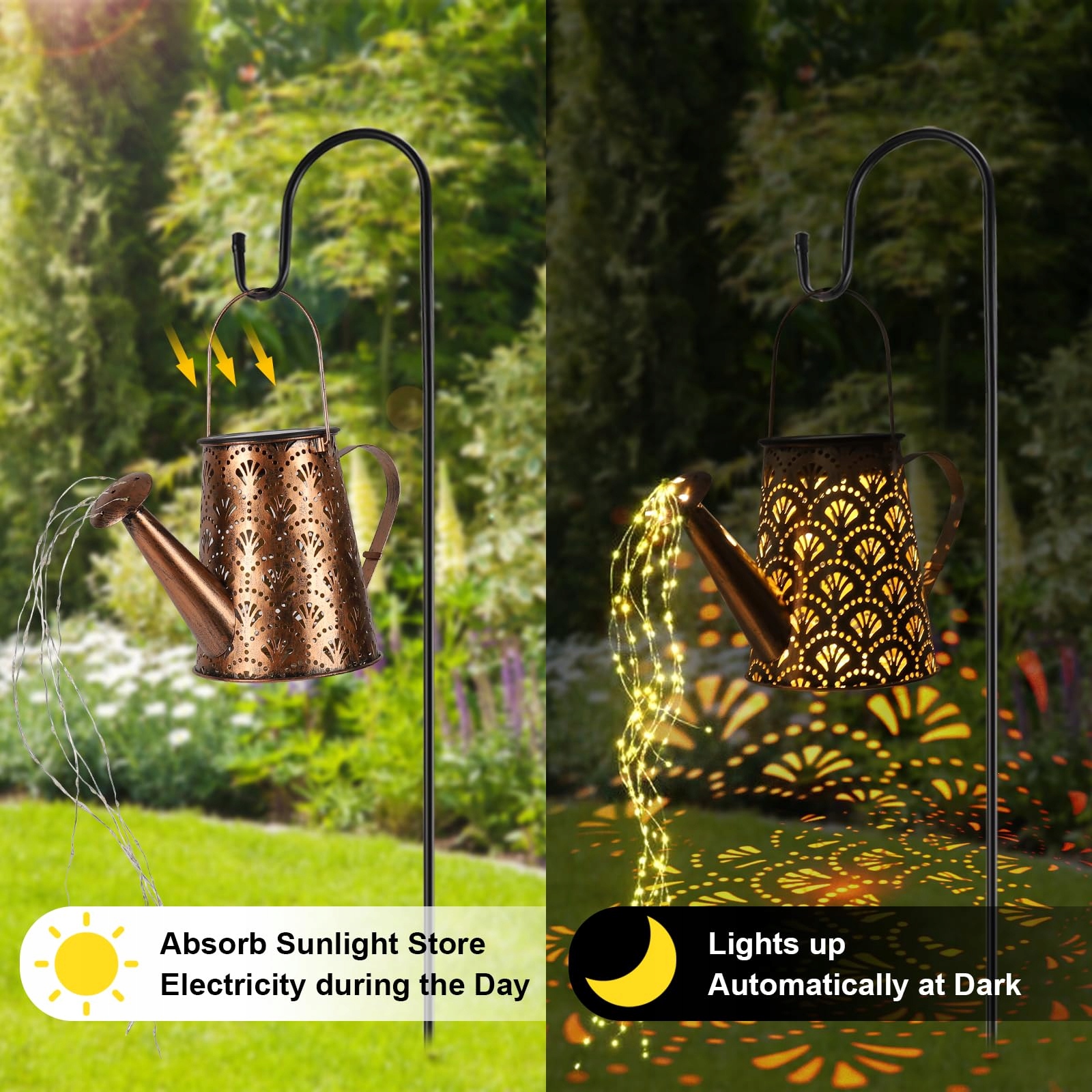 Konewka Solarna LED Ogrodowa Nowoczesna Dekoracja Z Lampkami 75cm GUKKK — miniatura 4