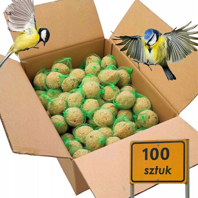Tukové kuličky se síťkou a kartonem pro ptáky 100 x 90 g