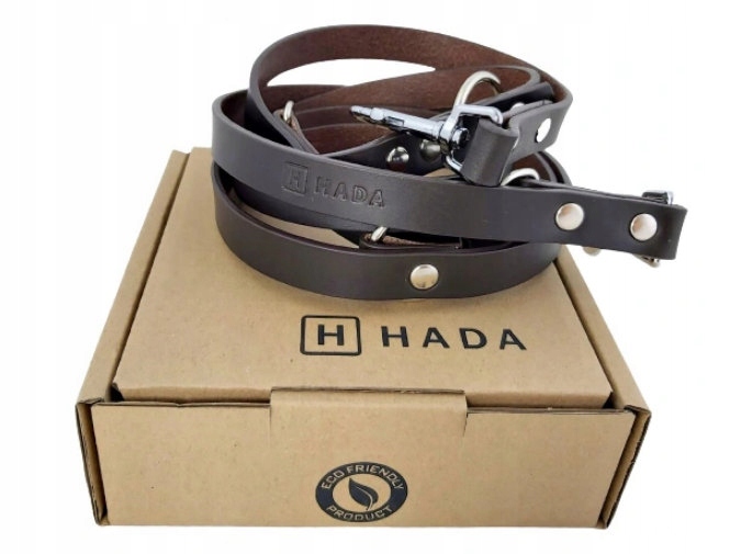 Smycz Regulowana Przepinana Skórzana Hada Brązowa