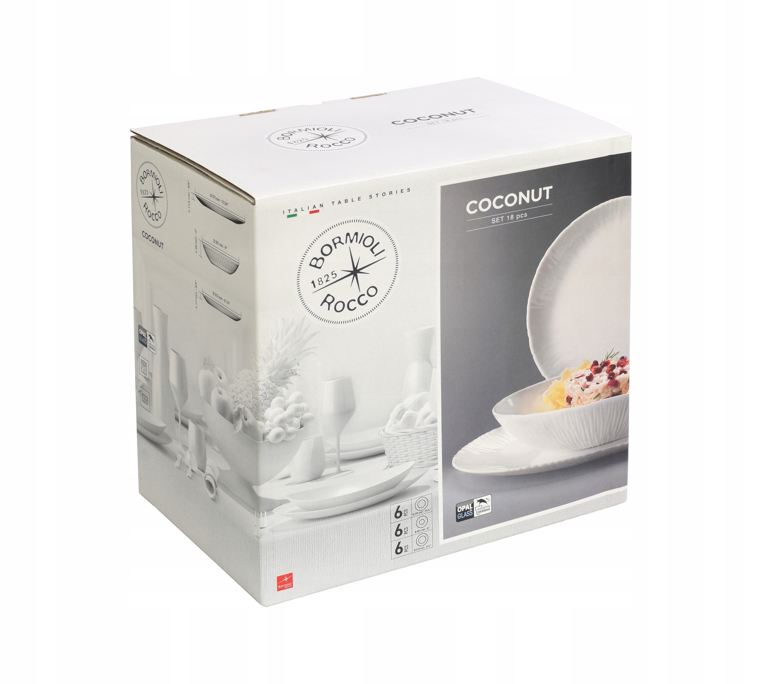 

Bormioli Coconut Komplet Obiadowy 18TALERZY| 10012