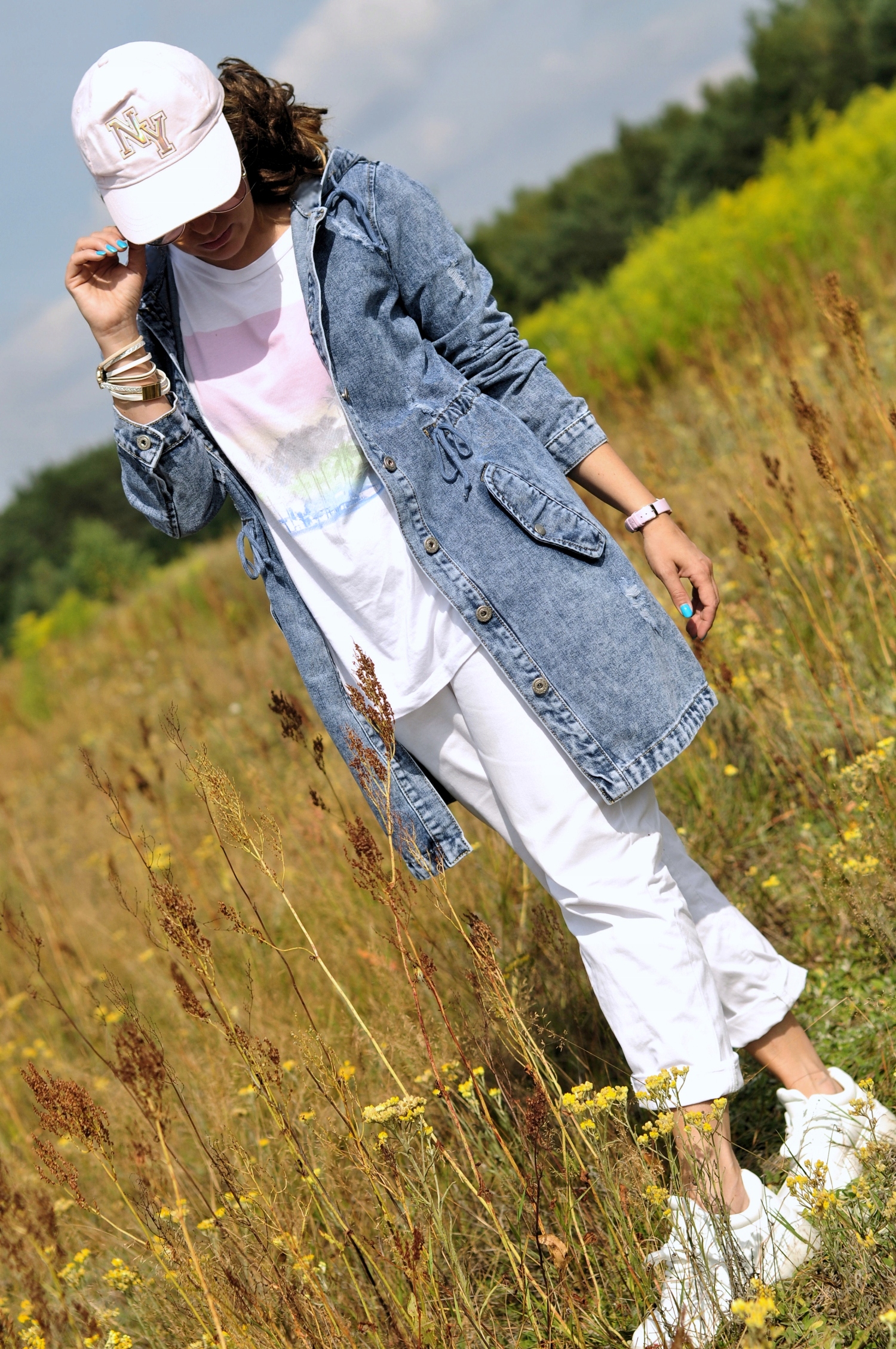 KURTKA JEANS damska PARKA jeans OWESTA na lato z KAPTUREM niebieska M Rozmiar M