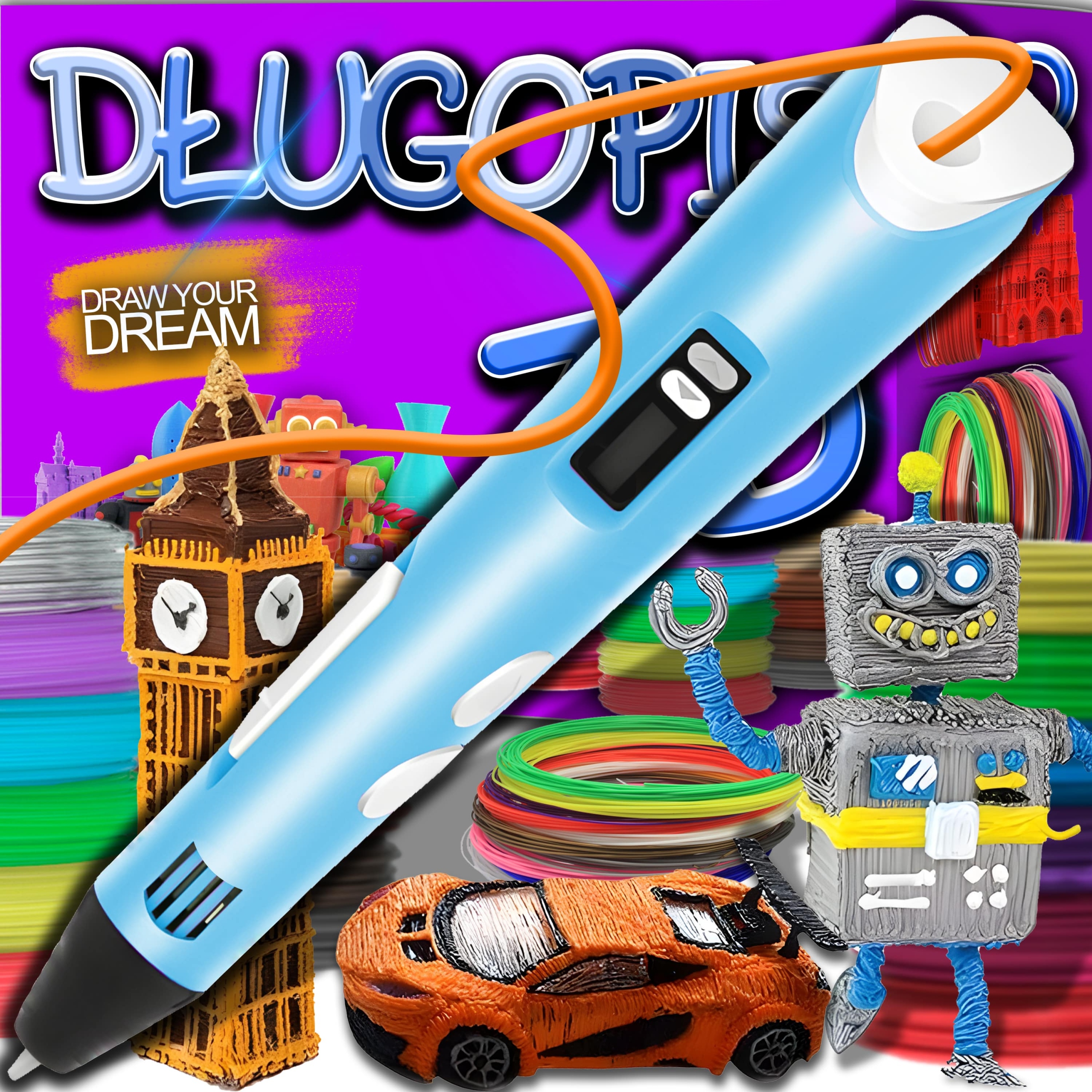 DŁUGOPIS DRUKARKA 3D PEN ZESTAW + WKŁADY 9 METRÓW EAN (GTIN) 5904094225699