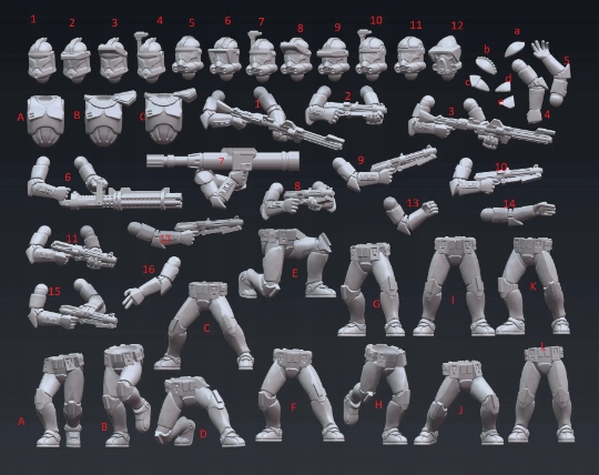 Clone Troopers - Modular Kit Figures matched to Star Wars Legion Scale Nazwa 3D model