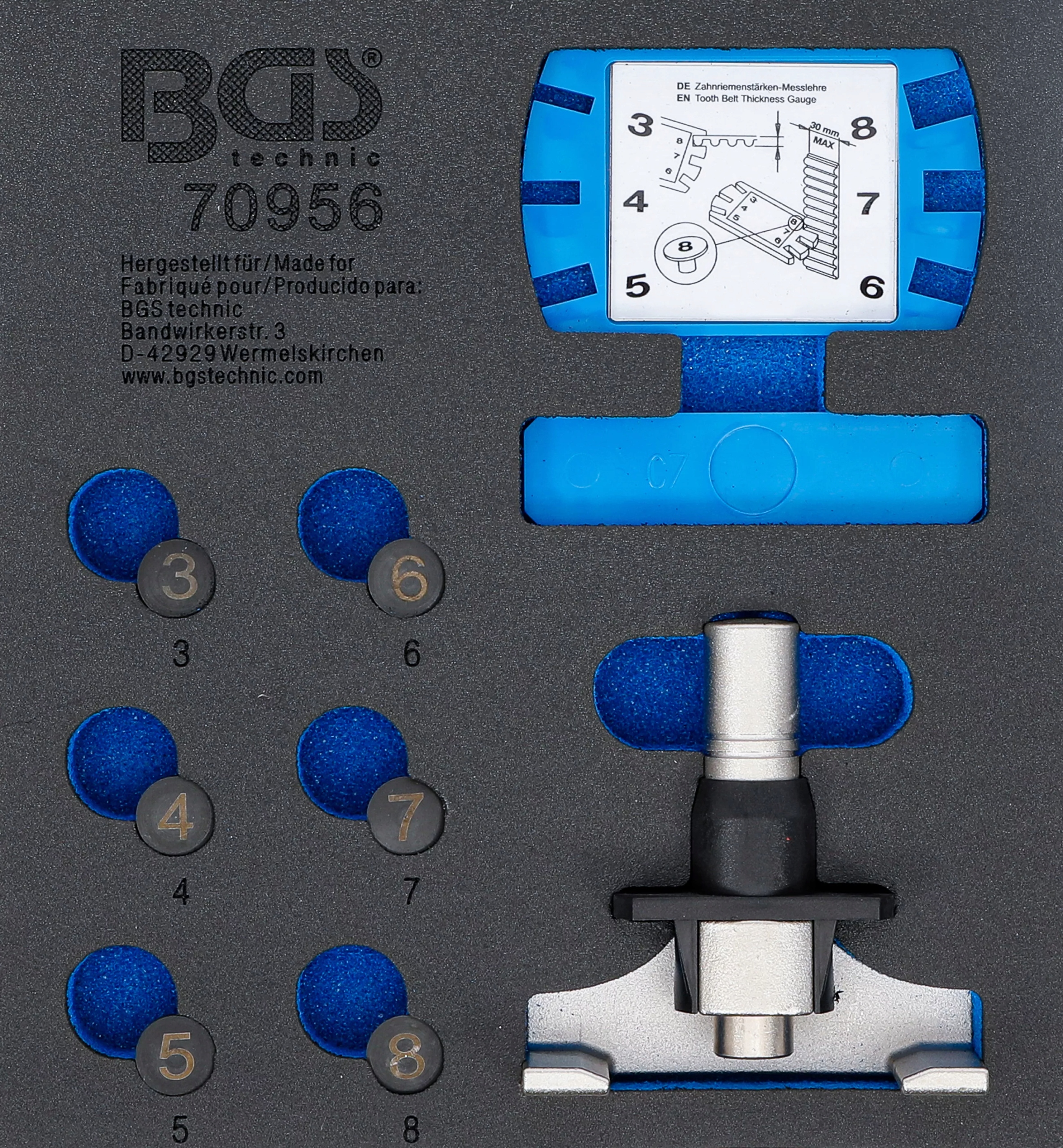 Vložka do zásuvky 1/6 tester napätia ozubeného remeňa, Bgs 70956
