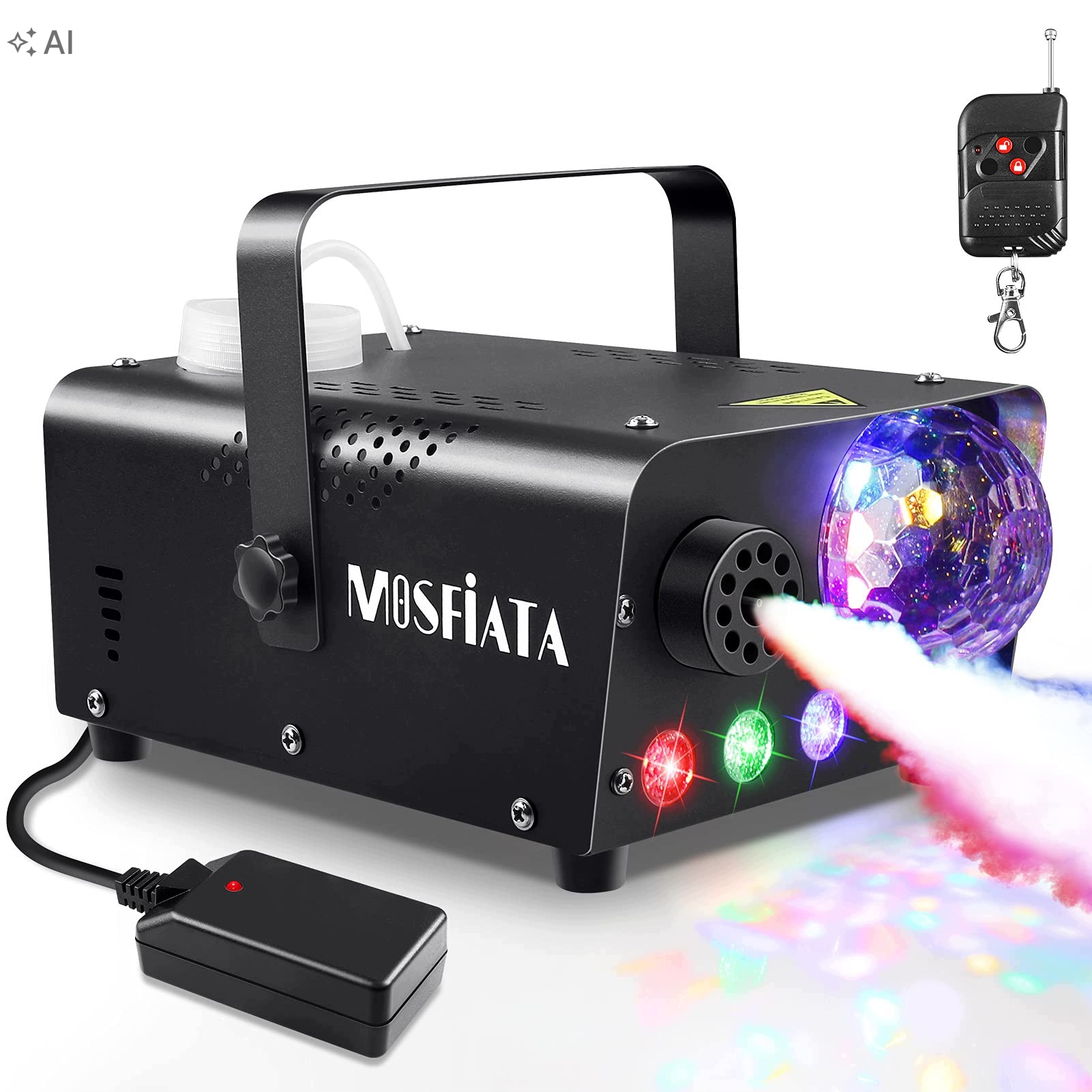 Stroj Na Kouř 600 W Led Rgb 2300 Cfm, Dálkové Ovládání, Výrobník Mlhy, Disco