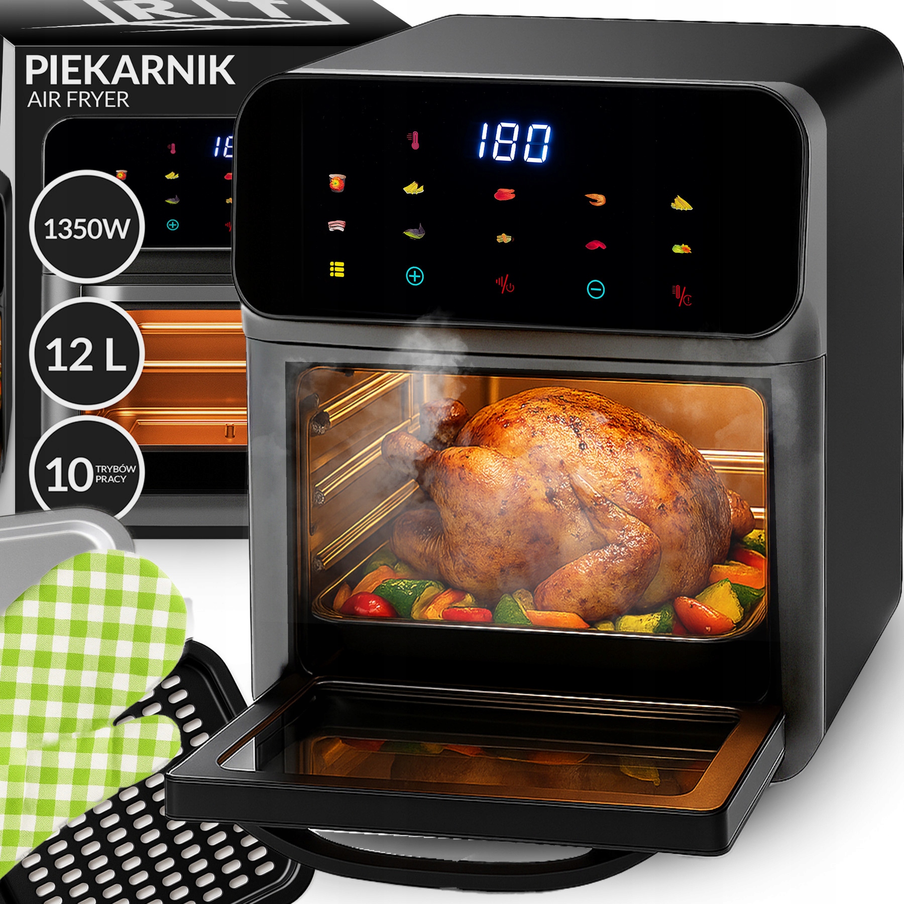 Frytkownica Beztłuszczowa Air Fryer 12L Piekarnik 1350W 10 Trybów Airfryer