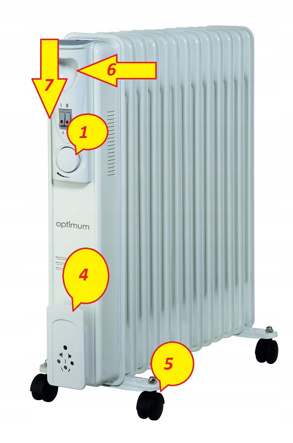 Grzejnik olejowy OS1713 2500 W 13 żeber termostat Moc maksymalna 2500 W