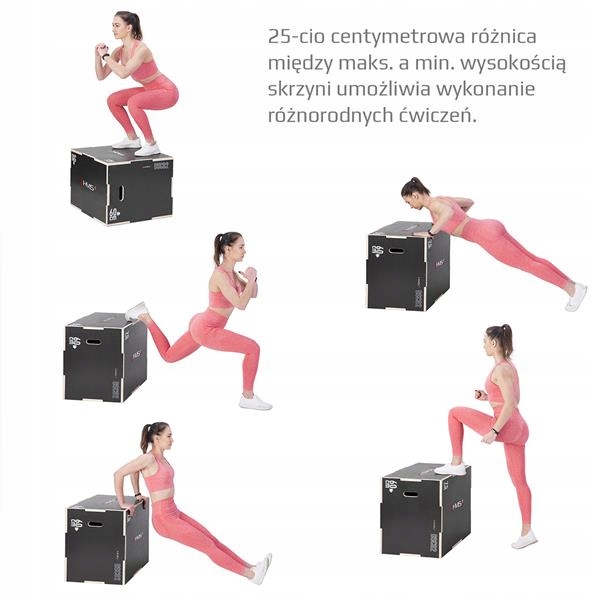 SKRZYNIA PLYOMETRYCZNA WZMOCNIONA 750x600x500MM HMS antypoślizgowa powłoka Marka HMS