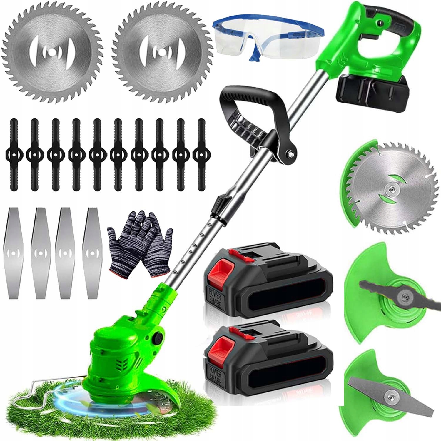 Akumulatorowa Podkaszarka Kosa Ogrodowa Wykaszarka Trawy Zestaw 2X Aku