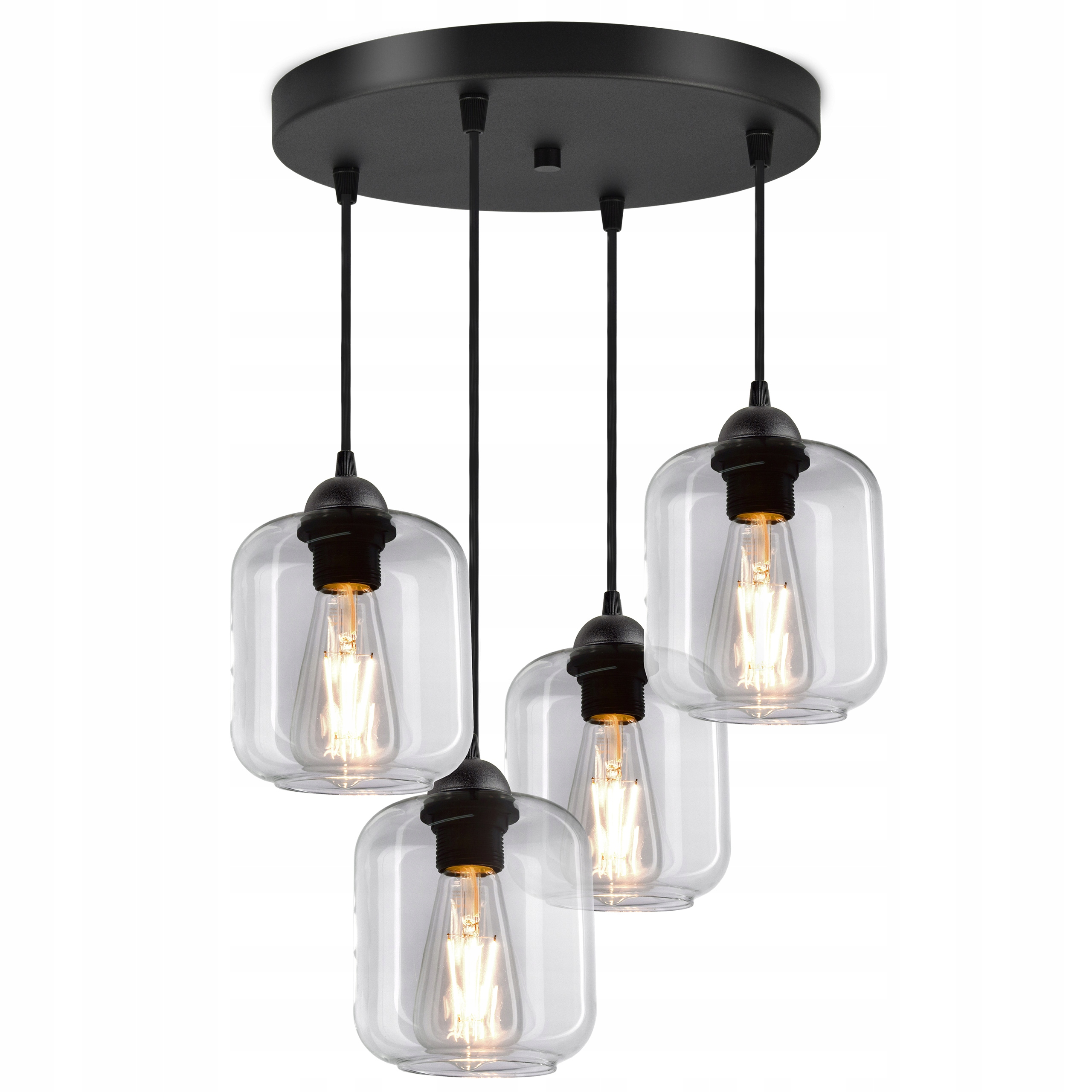 

Lampa Wisząca Żyrandol Plafon 4 Klosze Transparent