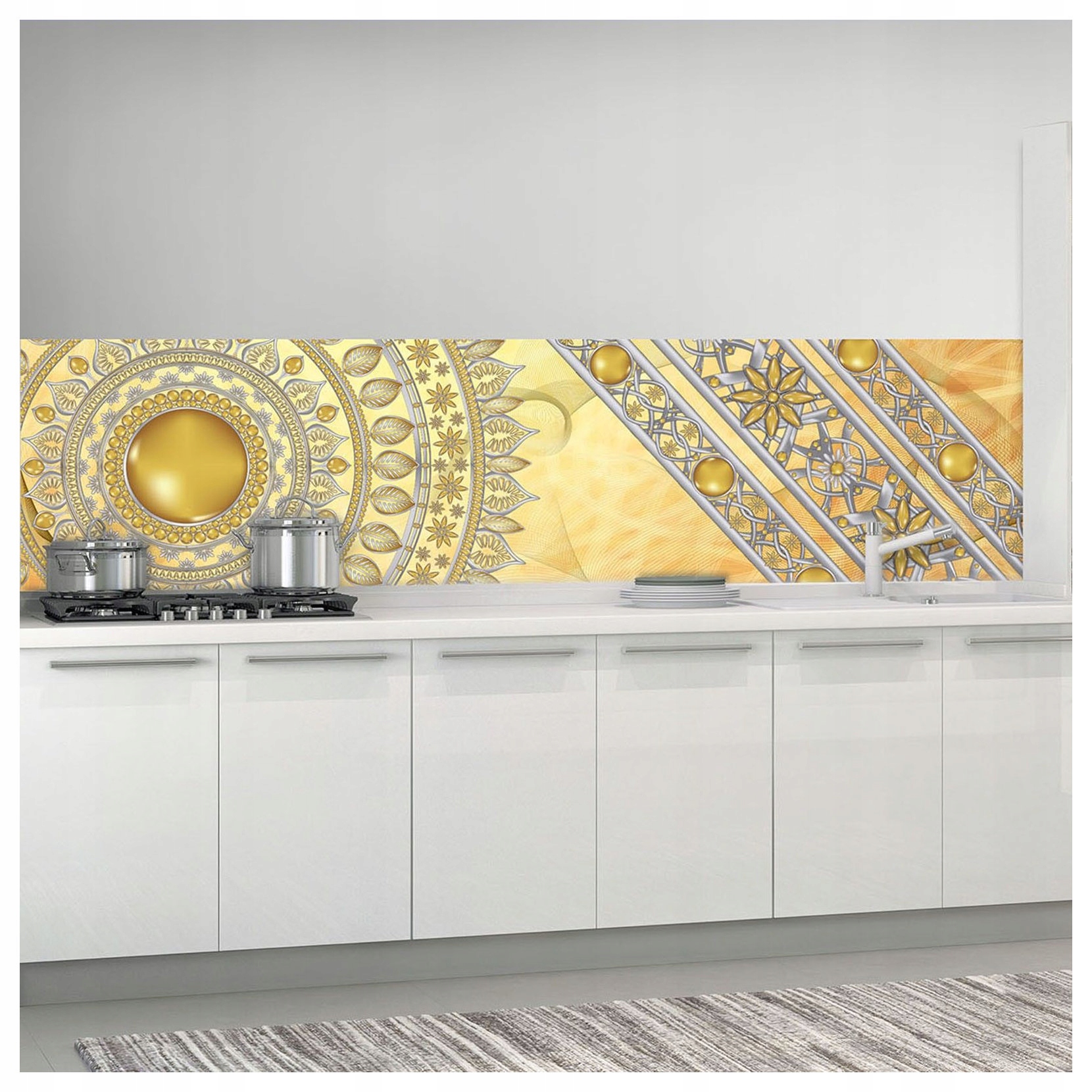 Vliesová fototapeta Mandaly zlato bez šedobéžových linií 250x60 lepidlo