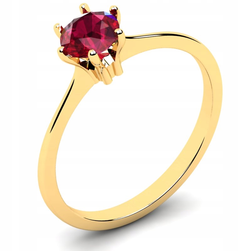 

Klasyczny Pierścionek Złoty Z Naturalnym Rubinem