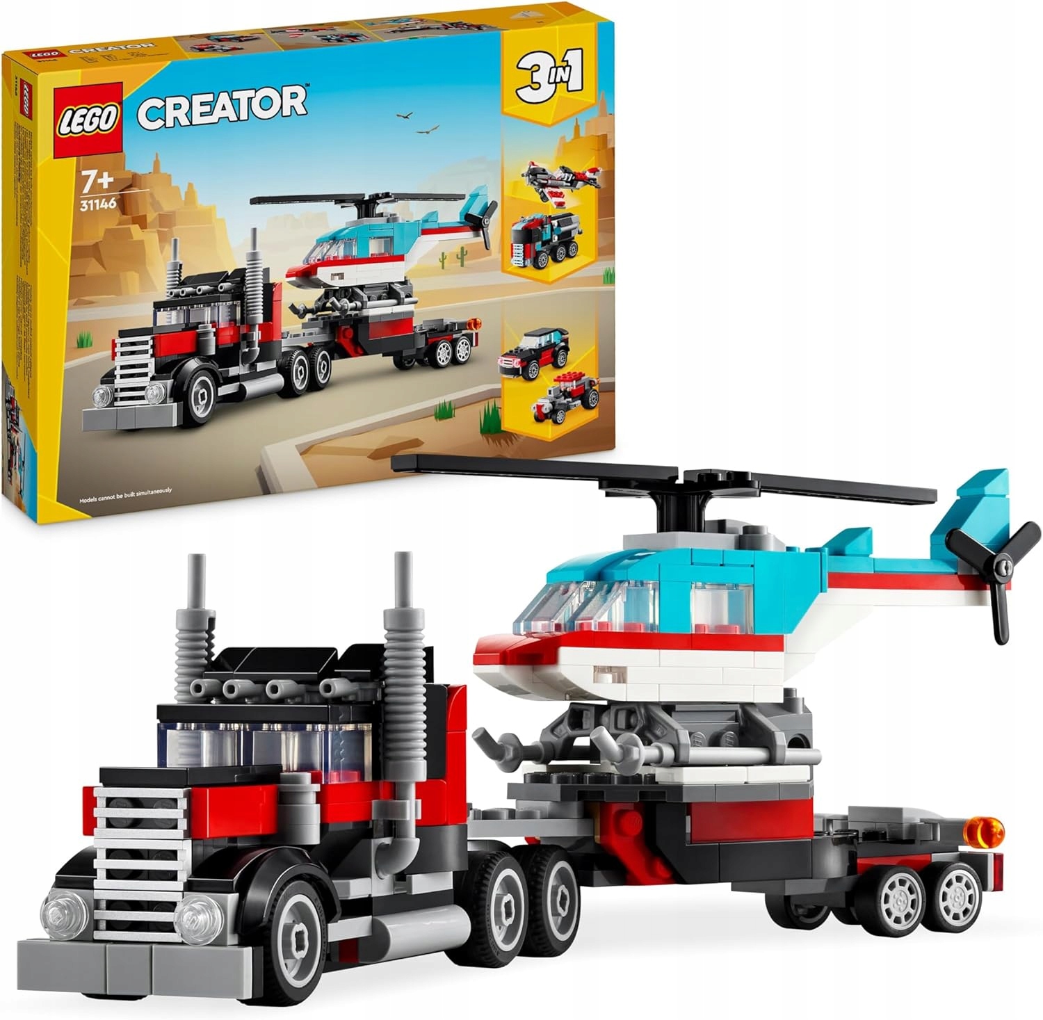 Lego 31146 Creator 3V1 Kamion S Plošinou A Vrtulníkem Od 7 Let