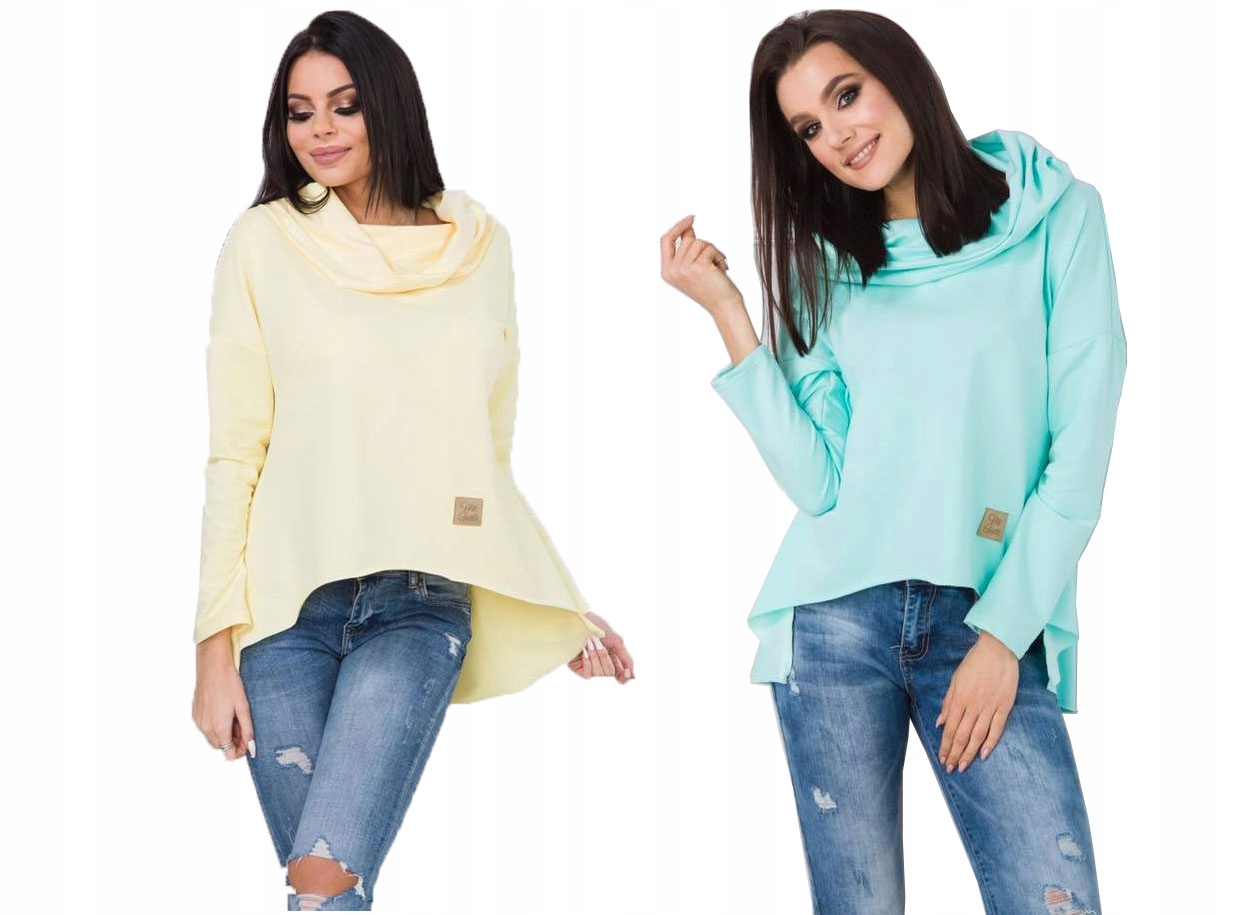 

Asymetryczna Tunika Bluza Sukienka Komin Kaptur L