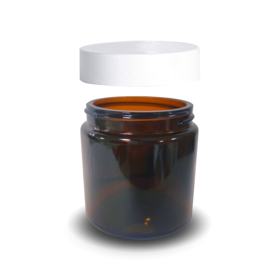

Słoik szklany brązowy 120 ml z nakrętką białą