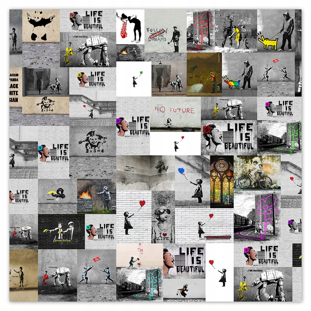 

Fototapety flizelina 312x312 Mega Mix Banksy Kolaż