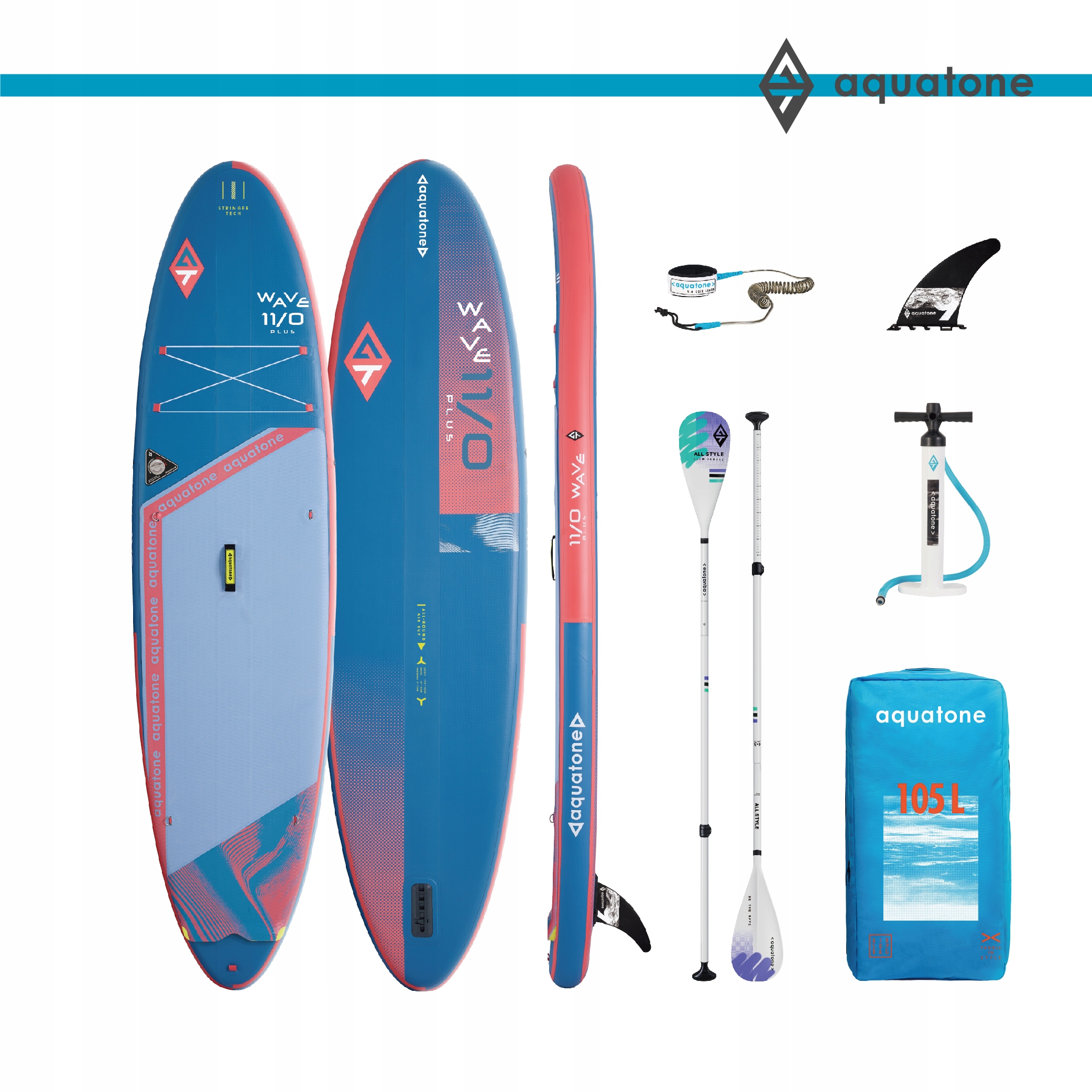Deska Sup Do Pływania Pompowana Wave Plus 11.0 Aquatone Zestaw
