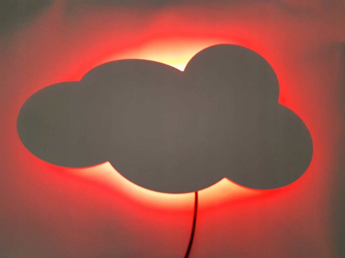 lampka nocna na ścianę LED chmurka RGB + Pilot Zasilanie sieciowe