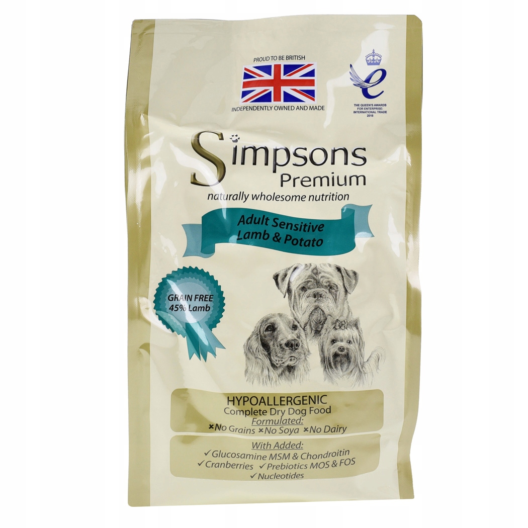 Levně Suché krmivo Simpsons Premium Adult Sensitive jehněčí a brambory 12 kg