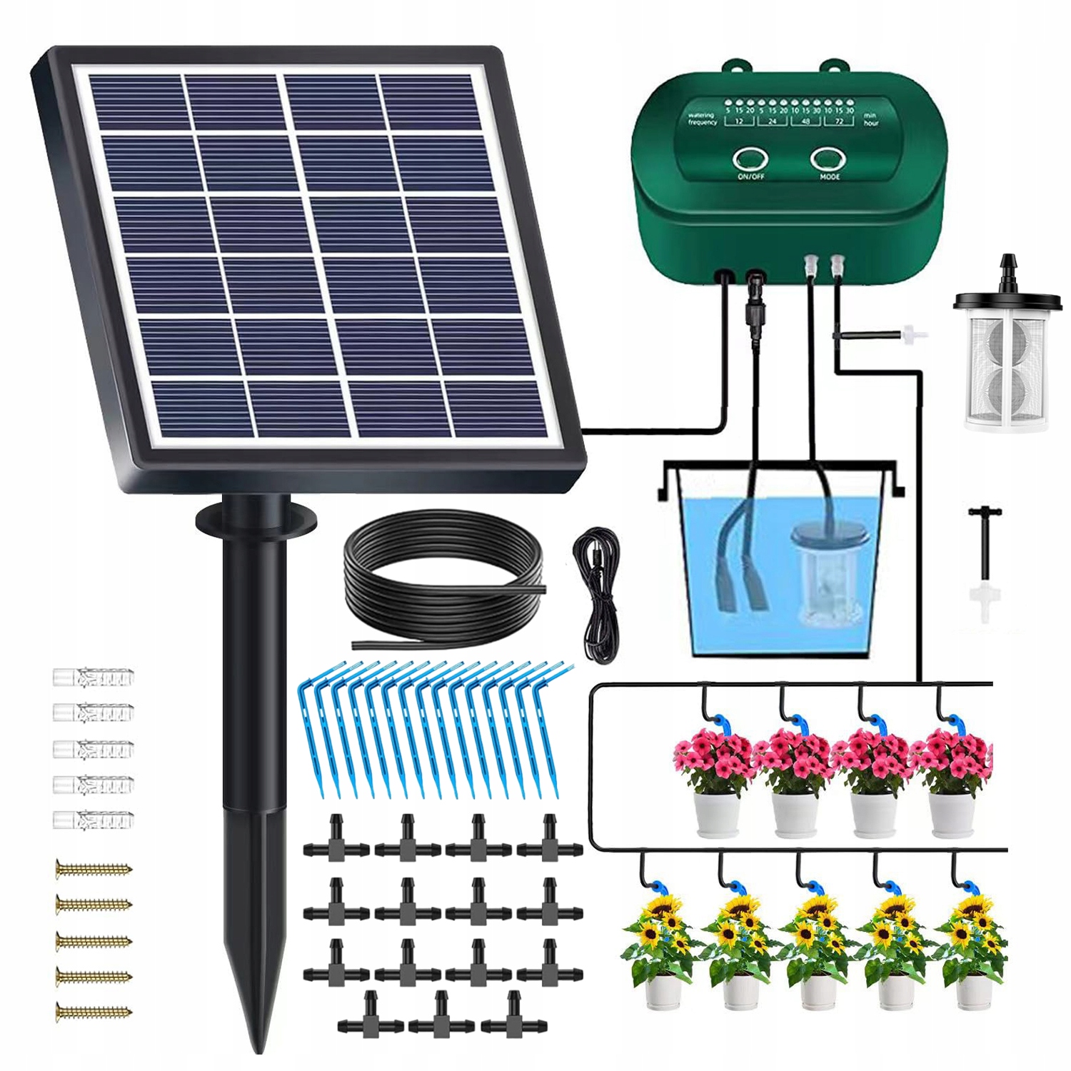 Solarny System Nawadniania Kropelkowe 15M Do 15 Roślin Na Ogrodu Balkon