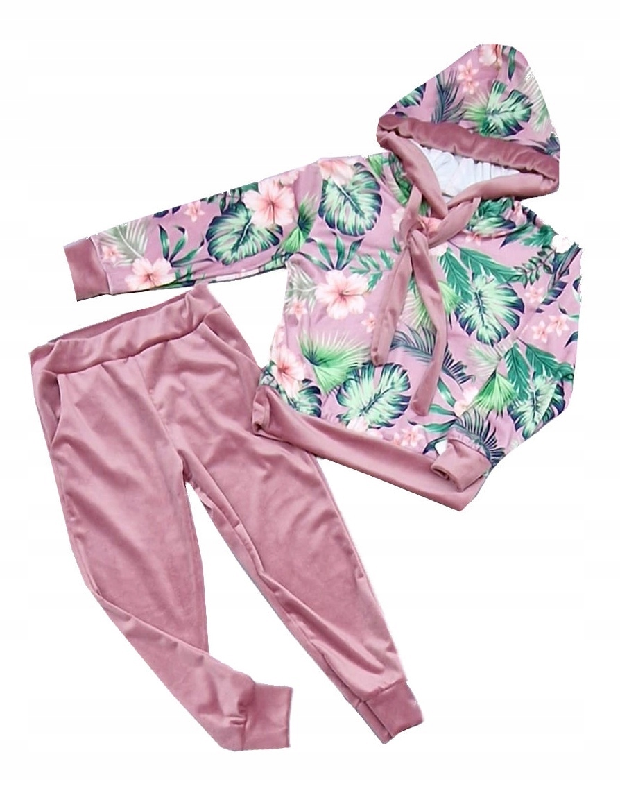 

Dres komplet welurowy bluza spodnie kwiaty 164-170