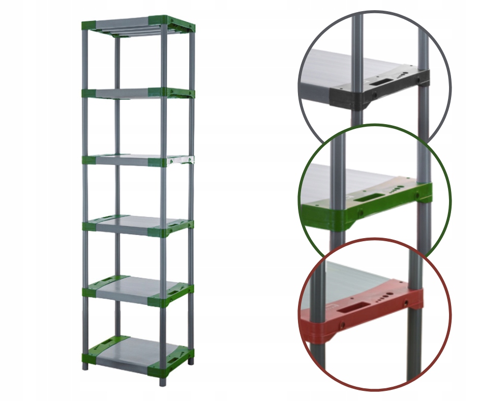 Skladový regál plastový regál do pivnice regál do garáže 222x70x46 Eko