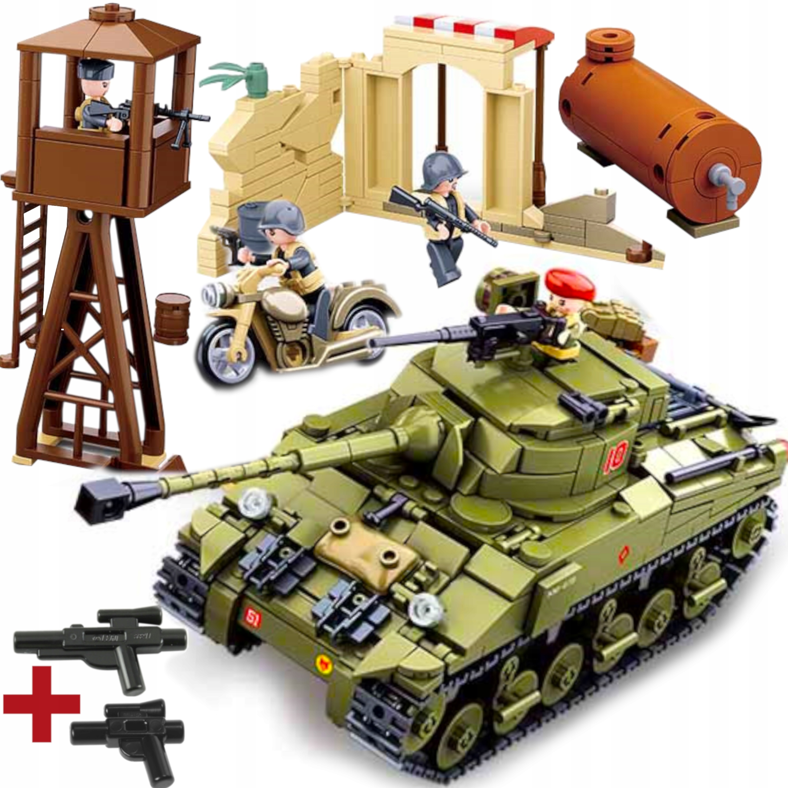 

Klocki Wojsko Czołg Sherman +pole Bitwy +lego Broń