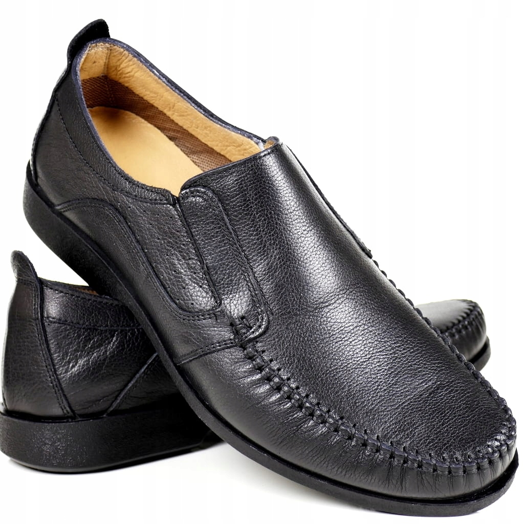 Černé Kožené Polobotky Pánské Boty Nazouvací Pohodlné Měkké Vložky