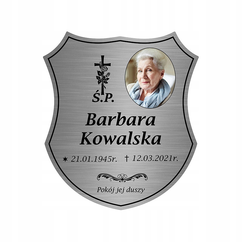 

Tabliczka na grób krzyż nagrobek grawer zdjęcie Uv