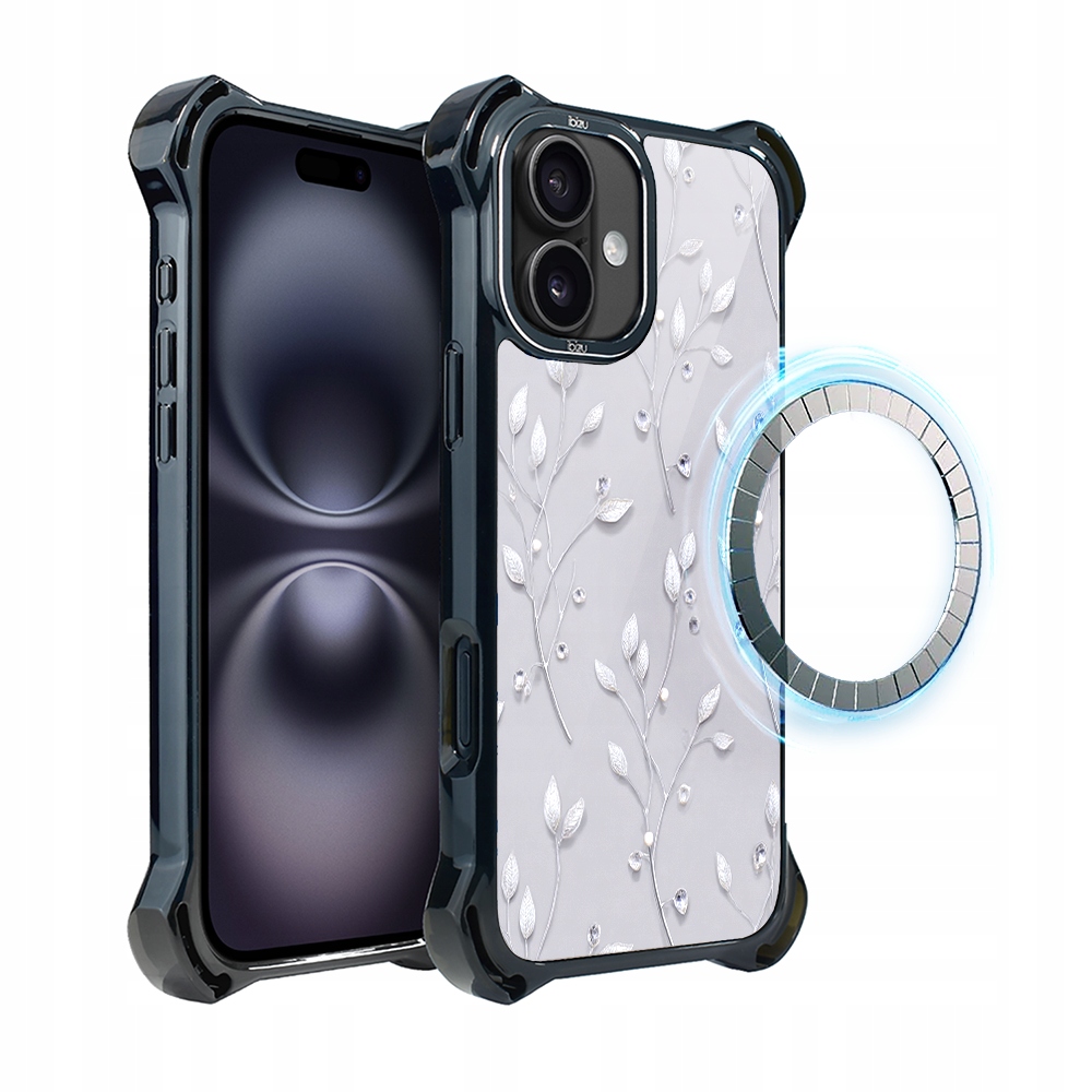 Pouzdro pro iPhone 16 Ibizu DropGuard Ultra s MagSafe, Ledové květy