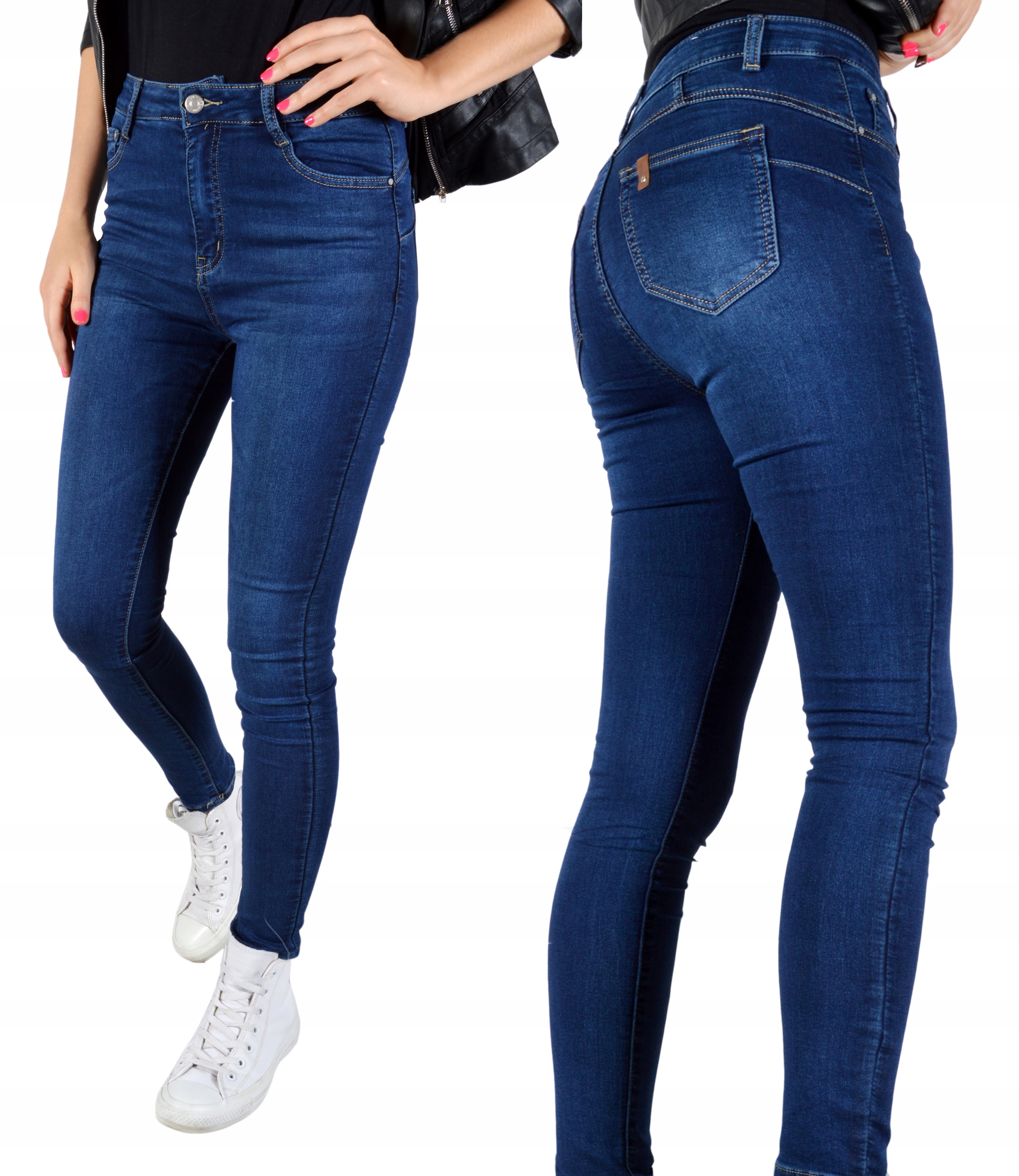 

Spodnie Jeansy Wysoki Stan Jeansowe Push-Up Skinny