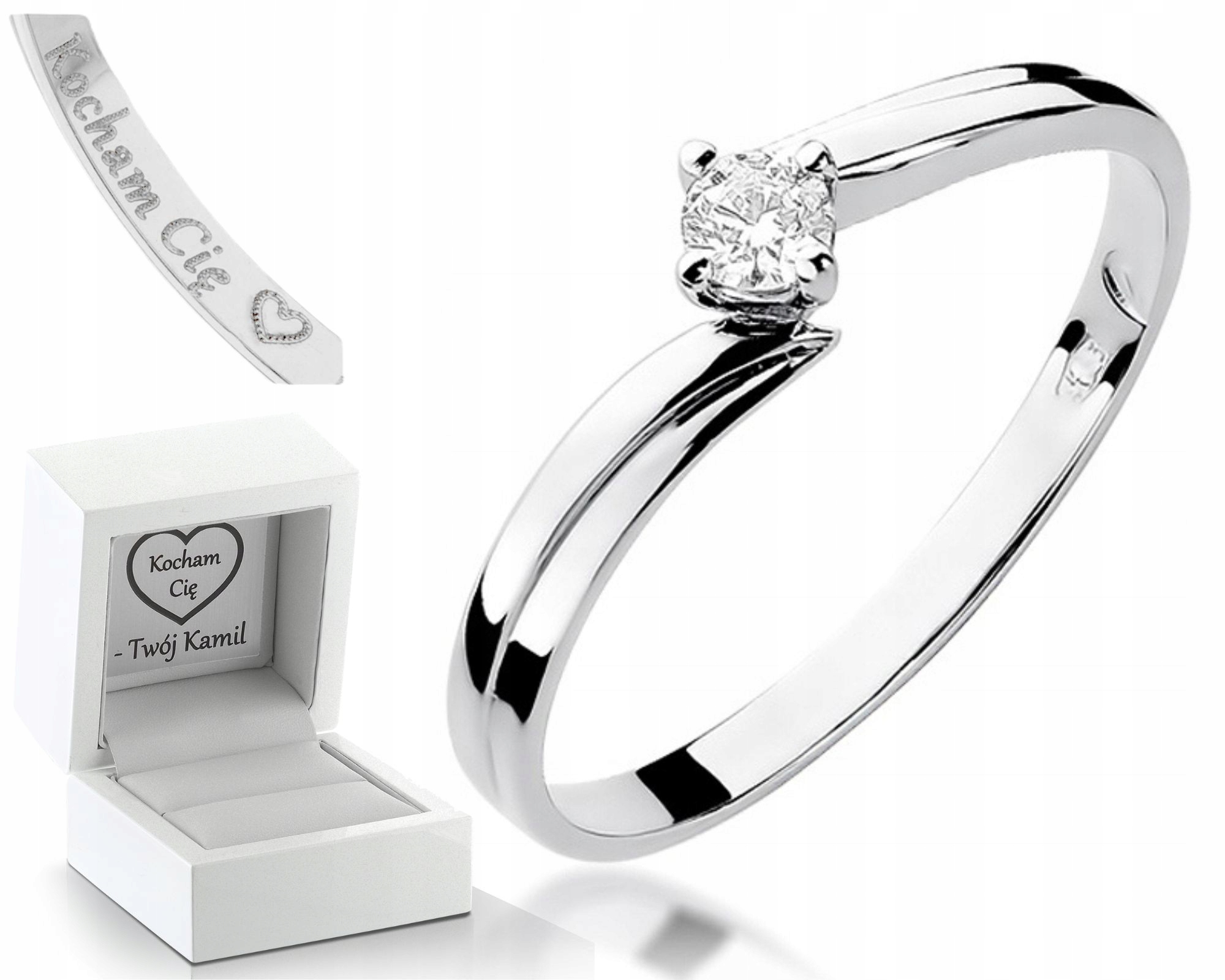 Prstýnek Z Bílého Zlata S Briliantem 585 Gravírování Zlato