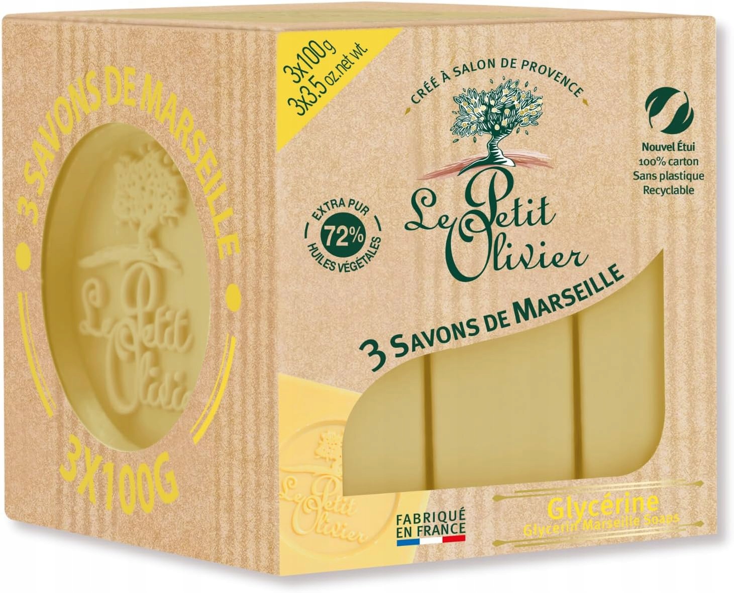 Marseillské Mýdlo S Glycerinem Le Petit Olivier 3X100G Sada