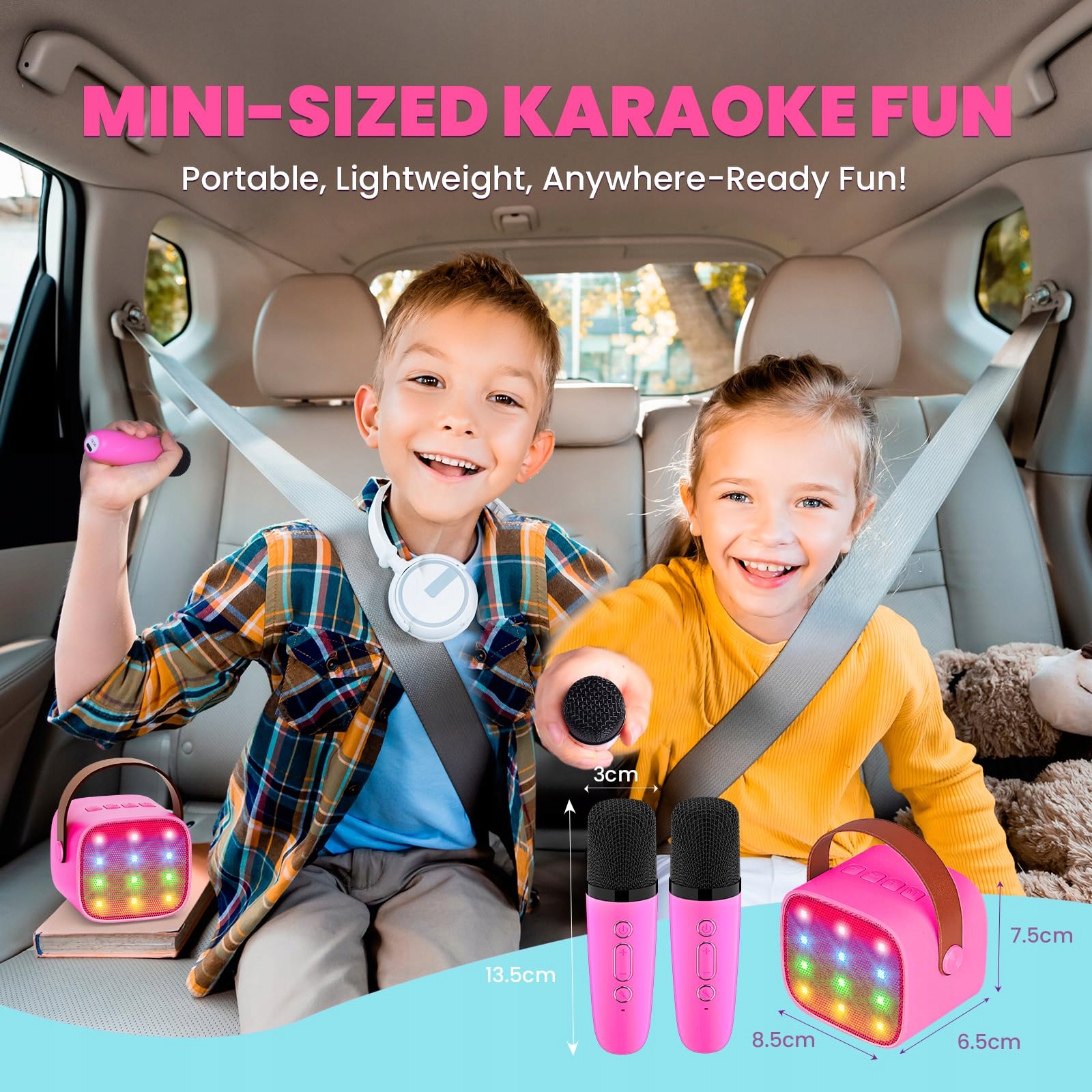KARAOKE MASZYNA DLA DZIECI Mikrofon Bluetooth Prezent Dla Dziewczynek — miniatura 6