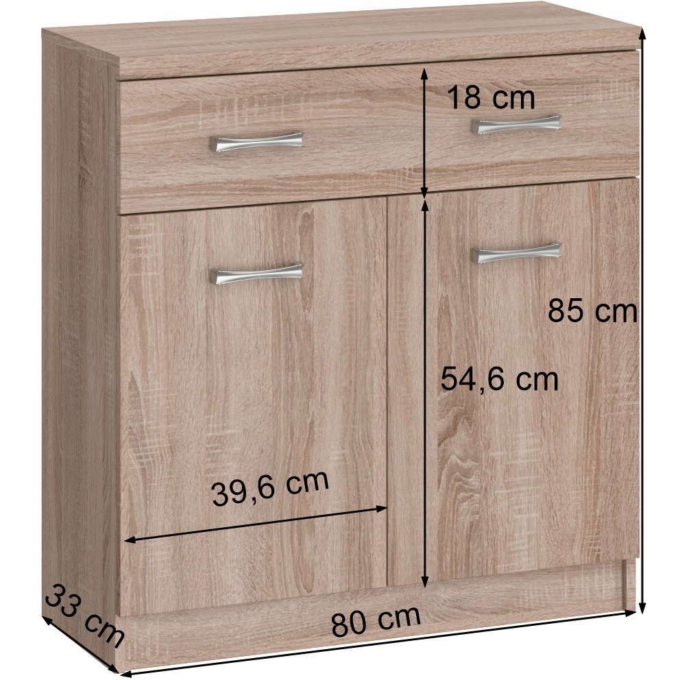 KOMODA SZAFKA SOFIA 2D Z SZUFLADĄ 80 CM DĄB SONOMA PRZEDPOKÓJ MAT MAFMEBLE EAN (GTIN) 5905386930529