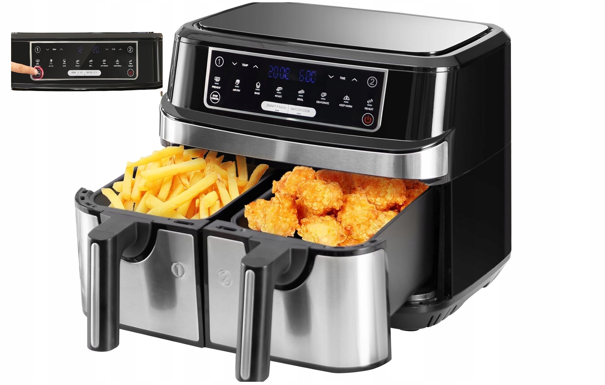 Fritéza Beztuková Dvoukomorová Velká Fritéza 9 L Air Fryer 2400 W