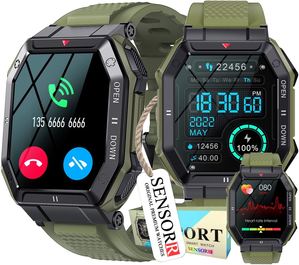Výkonné Vojenské Pánské Hodinky Chytré Hodinky Hovory Sms Měření Tepu Polština