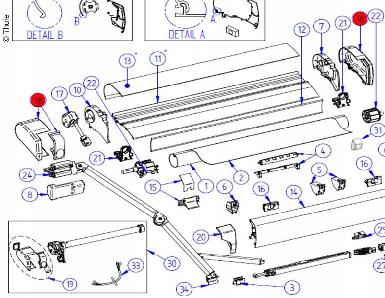 ZAŚLEPKA MARKIZY THULE OMNISTOR 9200 LEWA+PRAWA SZARA Marka Thule