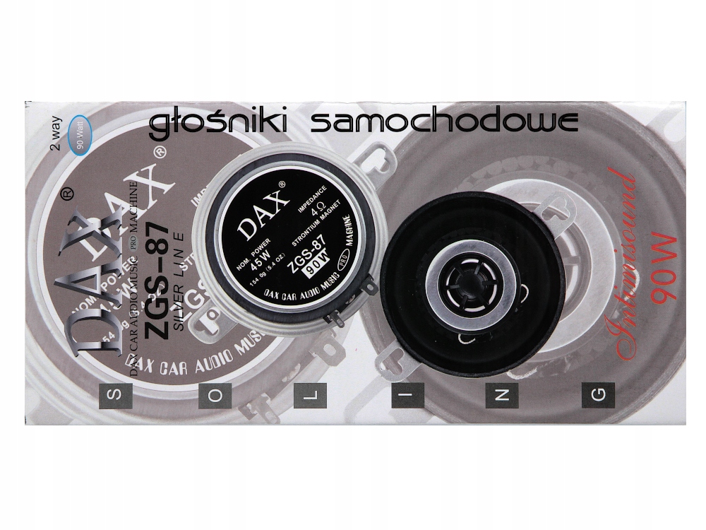 MOCNE GŁOŚNIKI SAMOCHODOWE DAX 87MM DO VW GOLF 2 Impedancja znamionowa 4 Ω