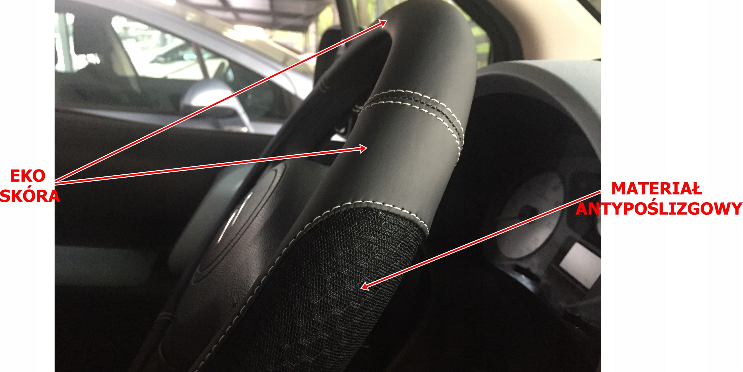 Pokrowiec na kierownice nakładka skóra materiał antypoślizgowa 37-39 cm MAT Producent inny