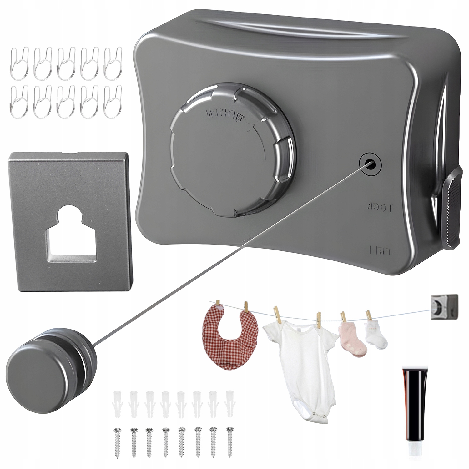 Levně Výklopná Šňůra Na Prádlo Srolovatelná Nosnost 20 Kg Snadná Montáž 5,1 M