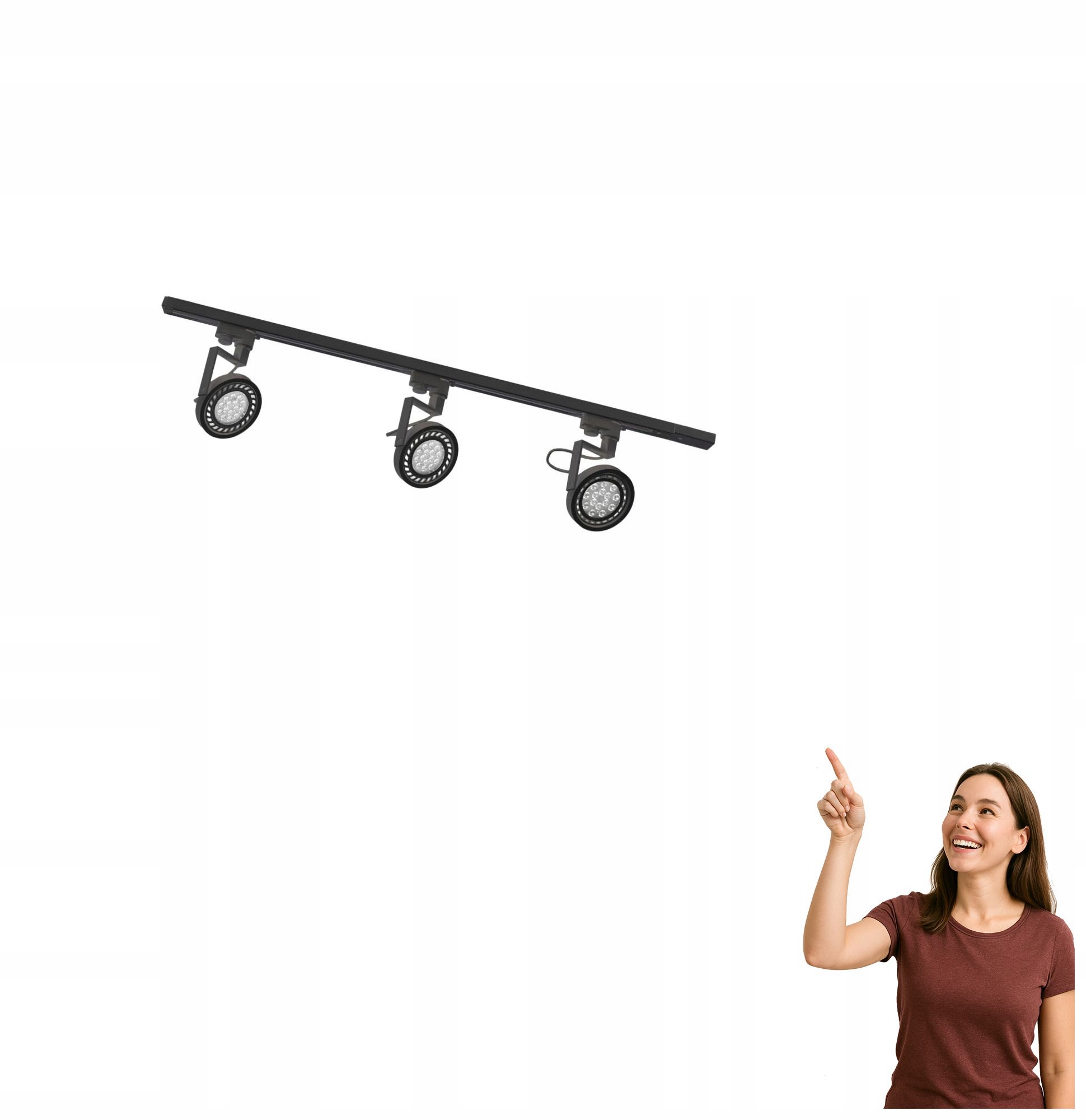 Trojitý set čiernych koľajníc na žiarovky AR111 1-fázový 3560 Zuma Lin