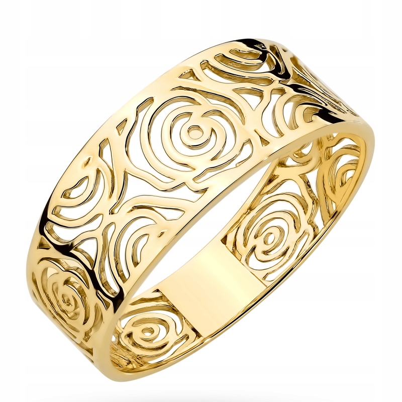 Dámský zlatý Prstýnek 585 s prolamovaným květinovým vzorem, vel. 18, 14k