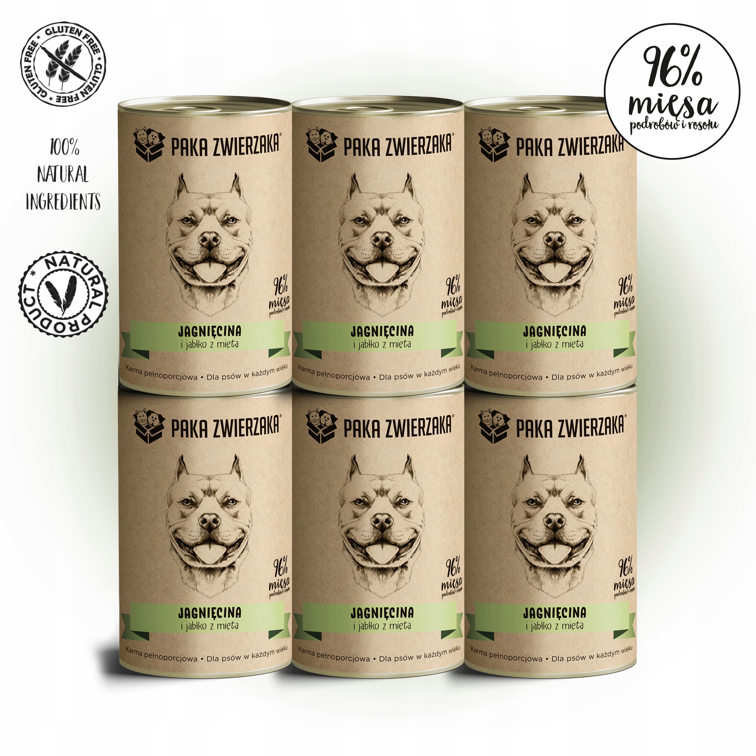 Paka Zwierzaka Jehněčí a jablko s mátou 6x400 g