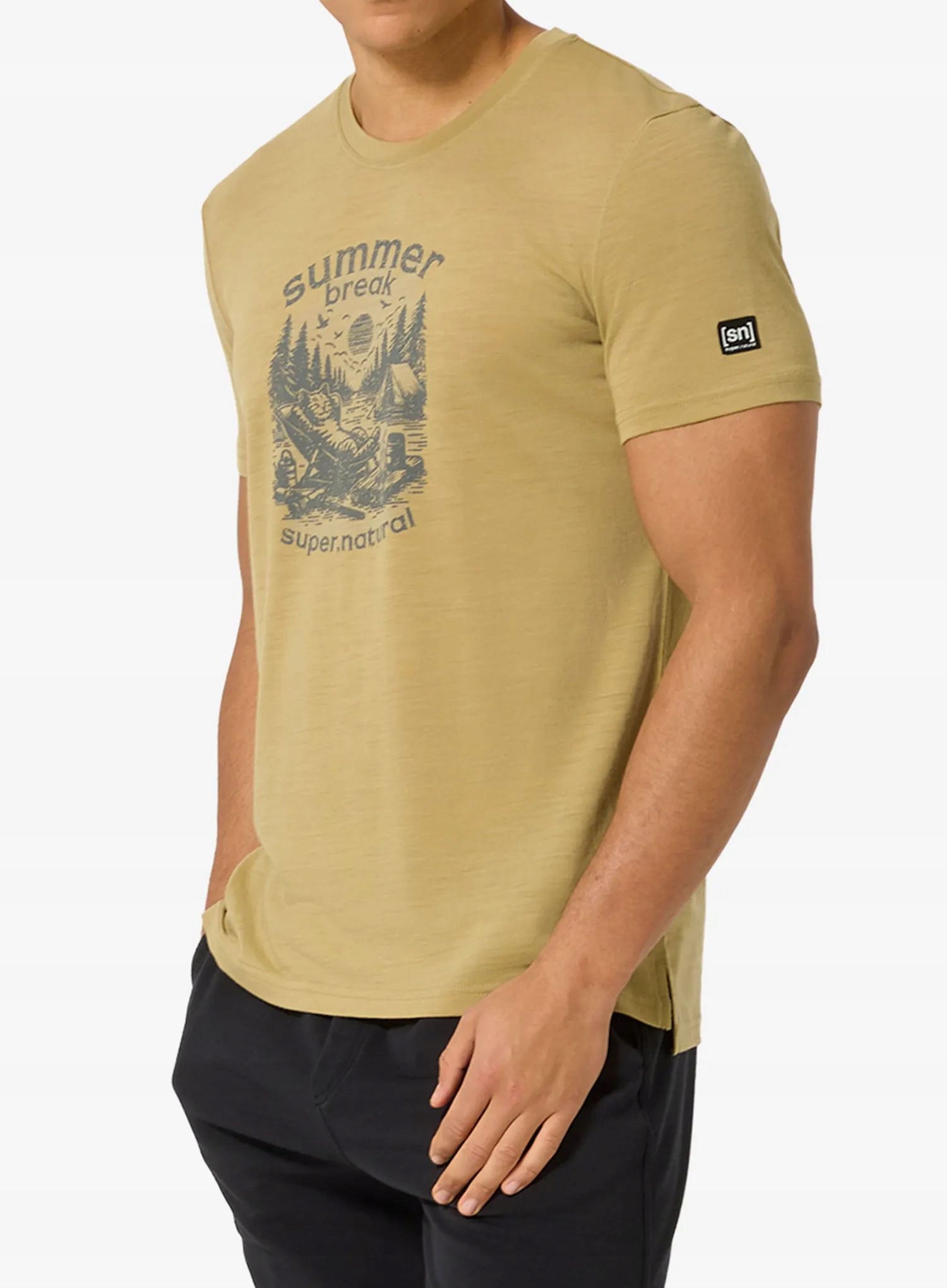 Tričko s potiskem Super.natural Summer Break Tee sahara/cashmere XL