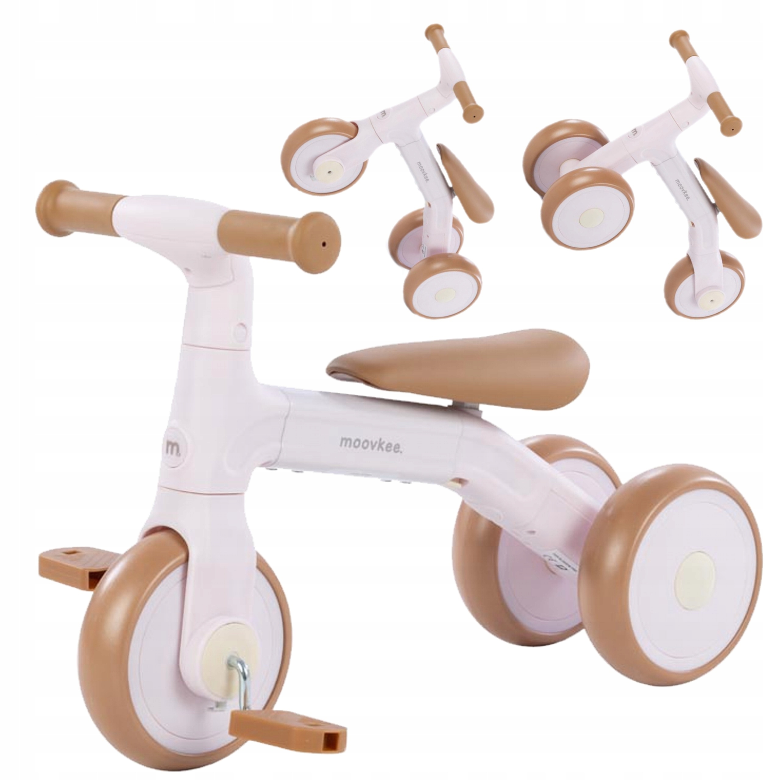 rower rowerek trójkołowy biegowy z pedałami Todi 3w1 Moovkee. 12m+ skóra