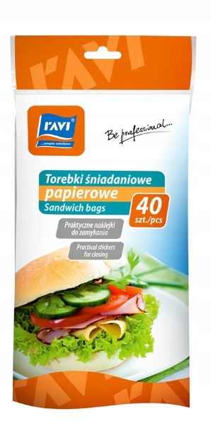 

Torebki śniadaniowe papierowe 40szt Ravi