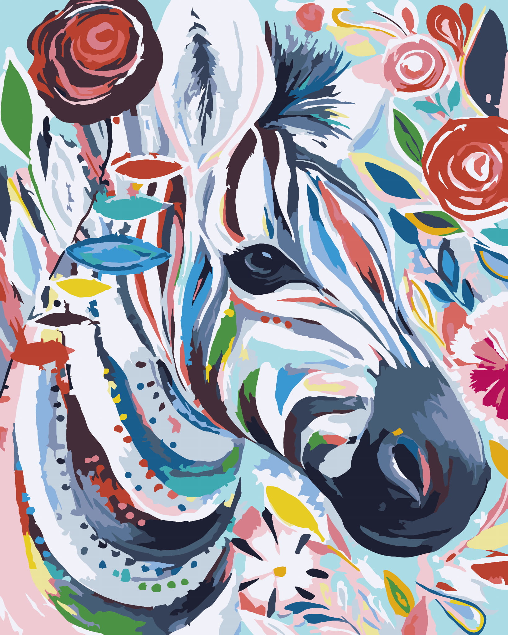 Malování podle čísel Zebra barevná 40x50cm