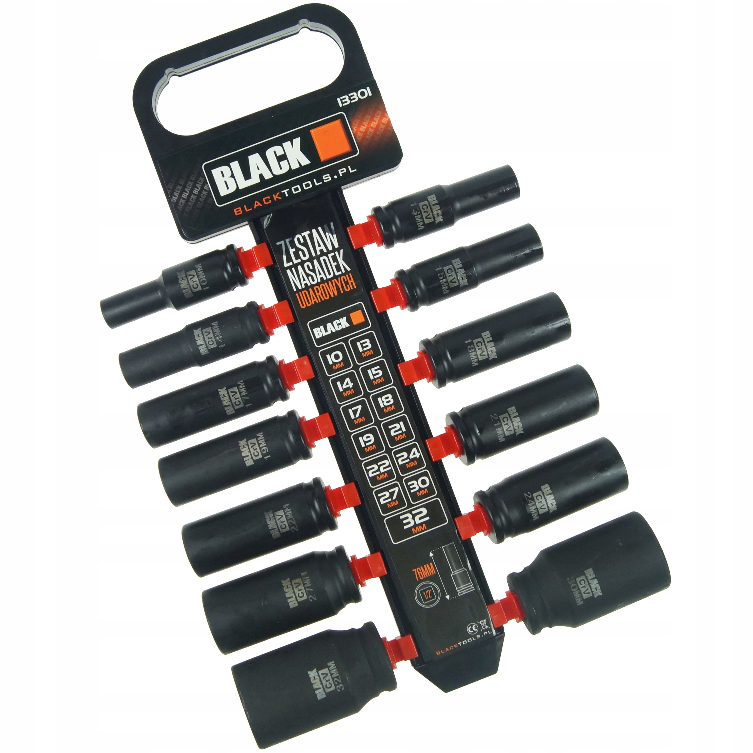 ZESTAW NASADEK UDAROWYCH 10-32MM 1/2" BLACK Typ 6-kątna
