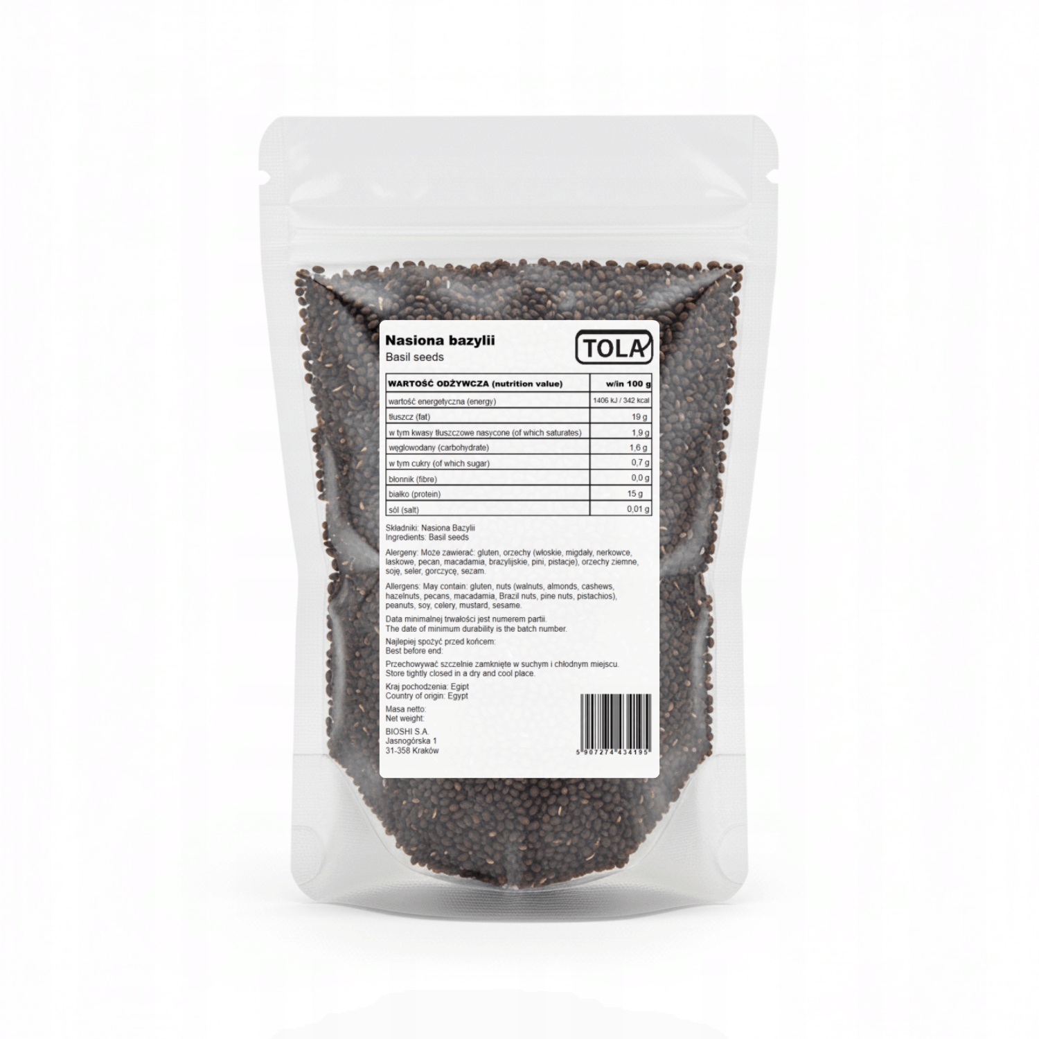 Levně Semena bazalky sladké 5 kg přírodní, náhražka chia semínek Tola